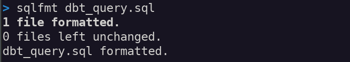 sqlfmt with dbt query