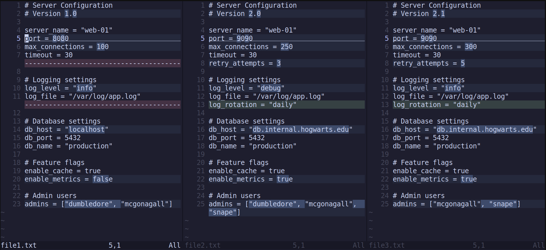Diff mode with 3 buffers